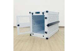 China Portable White Aluminum Collapsible Single Dog Crate Box Folding Pet Carrier supplier