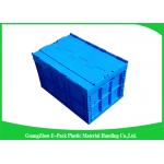 Blue Collapsible Plastic Containers with Attached Lids / Stackable plastic container