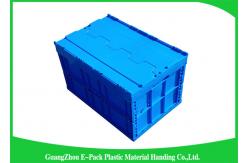 China Blue Collapsible Plastic Containers with Attached Lids / Stackable plastic container supplier