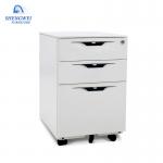 Vertical Three Drawers Movable Metal Filing Cabinet With Wheels