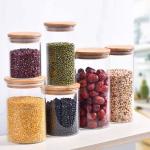 Dry Fruit High Borosilicate Glass Storage Bottles Sustainable ODM Bamboo Lid for sale