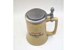 China Beer festival custom ceramic beer mug with metal lid supplier
