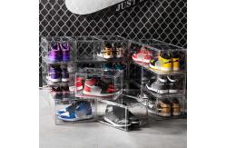 China Magnetic Closure Clear Stackable Acrylic Shoe Boxes For Sneakers supplier