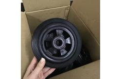 China Black Rubber Trash Bin Wheels , Industrial Garbage Can Wheels supplier