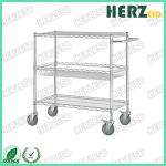 Movable ESD Storage Shelves Single / Double Peak Wire Structure With Caster / Handle