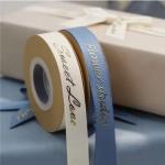 Customized 3D Gold Foil Embossed Satin Grosgrain Ribbon with Personalized Logo Printing