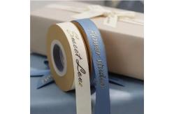 China Customized 3D Gold Foil Embossed Satin Grosgrain Ribbon with Personalized Logo Printing supplier