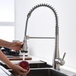 Deck Mounted Spring Coil Kitchen Faucet Retractable With 35mm Ceramic Cartridge