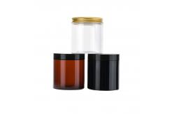 China Amber Clear PET Plastic Storage Jars With Aluminum Plastic Screw Cap supplier