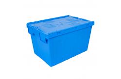 China 600x400x315mm Logistic Transport Nesting Plastic Moving Box with Attached Lid Blue supplier