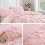 3 Pieces Pink Lightweight Pinch Pleat Comforter Set All Season Alternative