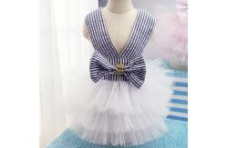 China Adorable Striped Mesh Dog Princess Dresses With Bow supplier