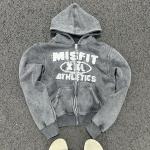 Custom Vintage Stone Washed Applique Patchwork Embroidery Hoodies Heavy Cotton Grey Cropped Zip Up Distressed Hoodie for sale