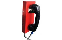 China Auto Dial Reliable Red Analog Wall Phone With Black Vandal Proof Handset supplier