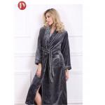 Soft Plush Long Fleece Bathrobe , Warm Thick Kimono Robes For Womens 330 Gsm Home for sale