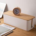 Plastic White Bamboo Style Cable Management Box Multifunction