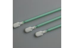 China Cleanroom Paddle Head Green Rigid Handle Polyester Swabs With 102mm Length supplier