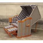 Hand-Woven Wooden Roofed Wicker Beach Chair & Strandkorb For Outdoor Pool for sale