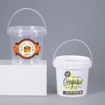 Custom Order PP Bucket Customize Logo White Transparent Round Food Takeway Box Tub With Anti-Theft Lid for sale
