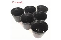 China Durable Injection Molded 0.5L HDPE Plastic Flower Pot Black 9cm Top Diameter supplier