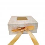 WaterProof Paper Gold Ribbon Cake Box With Window Food Grade for sale