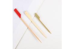 China Disposable Long Paddle Flat Bamboo Skewers Customized Color supplier
