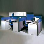 Simple 4 Seater Modular Privacy Office Cubicle Workstation With Top Cabinet