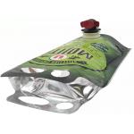 Customized Juice/Wine Packaging Stand Up Spout Bag With Vitop Tap Double Bottom