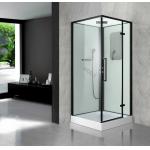 Stylish black paint aluminum alloy frame shower cabin with  Glass roof mirror and tray for sale