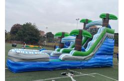 China Jungle Palm Tree Theme EN71 Inflatable Water Slide With Pool supplier