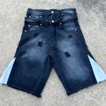 Embroidered Patches Logo Streetwear Summer Shorts Distressed  Acid Wash Jean Shorts