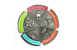 China 5 Part Antique Silver Segment Custom Event Medals With Magnet supplier