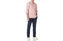 China Stripe Red S M L Mens Casual Linen Shirts Open Neck Button Closure supplier