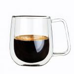 12oz Clear Glass Coffee Mug Double Wall Insulated Glasses for sale
