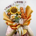 Hand-woven sunflower wool bouquets, finished products, graduation cross-border export knitted artificial flowers for sale