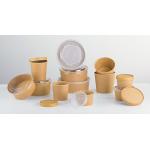 Microwavable Bio-degradable Disposable Kraft Paper Bowl With Pastic lid for sale