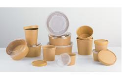 China Microwavable Bio-degradable Disposable Kraft Paper Bowl With Pastic lid supplier