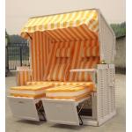 Roofed Wicker Beach Chair & Strandkorb With Orange 10cm Thickness Cushion for sale