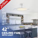 Ultra Thin White Elegant Design Retractable Ceiling Fan with LED Light and 6 Downdrod for sale
