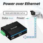 Industrial PoE Media Converter Gigabit Ethernet 30W 48V Output Din Rail Unmanaged for sale