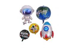 China Outer Space Themed Foil Mylar Party Balloons Astronaut Rocket Pattern 5Pcs supplier