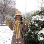 Winter Shearling Sheepskin Hats Gloves And Scarf Set Medium Length for sale
