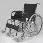 Chromed Frame Folding Steel Wheelchair With Double Cross Bar for sale