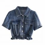 Factory Customized Casual Men'S Denim Cardigans Lapel Custom Denim Clothing for sale
