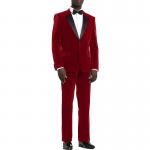 2PCS Dark Red Tuxedo Custom Men'S Stylish Slim Fit Velvet Fabric Tuxedo Suit For Special Occasion Party Wear for sale