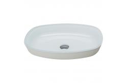 China High Glossy White Tempered Bathroom Wash Basins Melon Shape Countertop Basin Sinks supplier