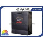 Gold Foil Logo Custom Printed Paper Bags Matte Black Paper Shopping Bag for sale