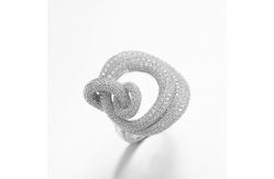 China Annulus Shape 7.59g 925 Silver CZ Rings Rhodium Plated Infinite Loop Ring supplier
