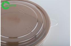 China Disposable Kraft Paper Bowl 50oz Round Salad Container With Clear Plastic Lid supplier