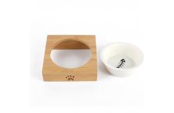 China  				Wholesale Pet Feeder Wooden Ceramic Dog Bowls with Stand 	         supplier